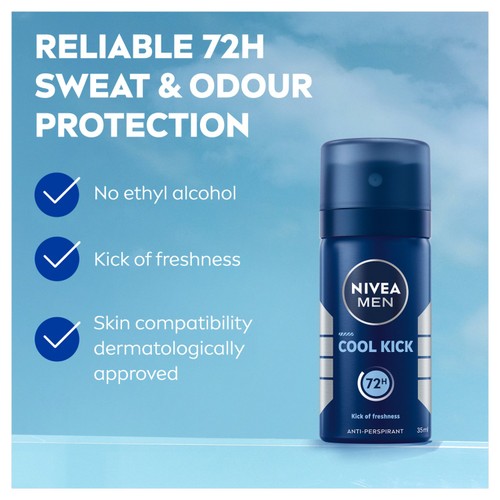 Nivea Men Cool Kick deodorant spray 35ml, imported from the UK