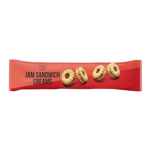 M&S Jam Sandwich Creams biscuits 155g, imported from the UK