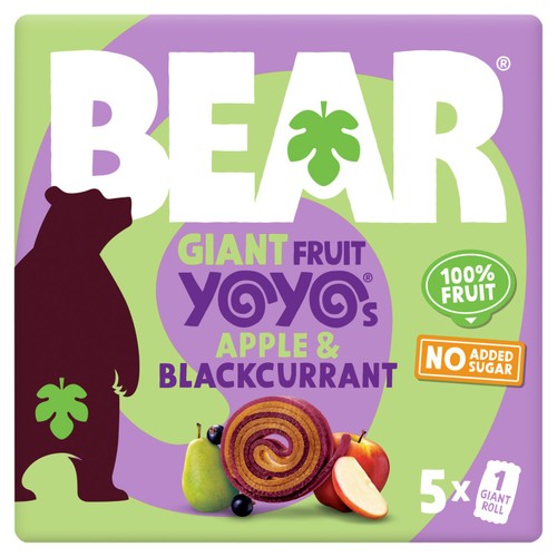 Bear Giant Fruit Yoyos apple and blackcurrant fruit rolls 5 x 20g - British product