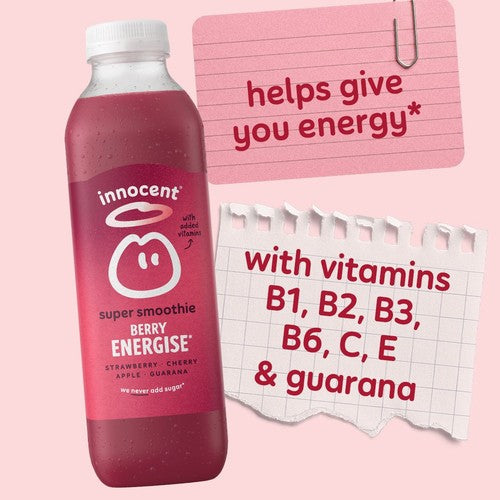 Innocent Berry Energise Smoothie with strawberry and cherry, 750ml, UK version