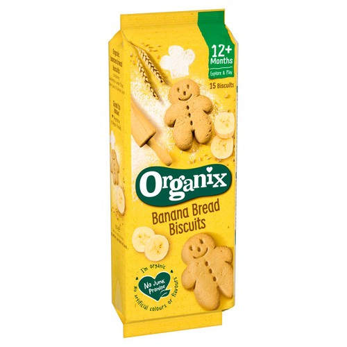 Organix banana bread biscuits 135g, imported from the UK