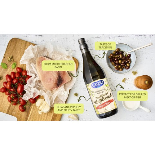 Cirio extra virgin olive oil traditionall unfiltered intense flavour 1L - British product