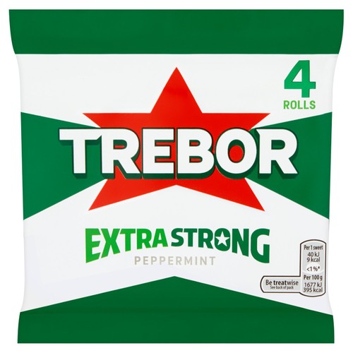 Trebor extra strong peppermint mint rolls 4 x 41.3g (British brand)