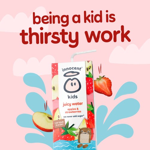 Innocent Kids Juicy Water apples and strawberries 3 x 200ml, UK version