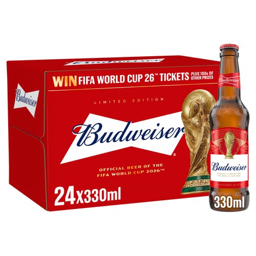 Budweiser lager beer 24 x 330ml bottles - British product