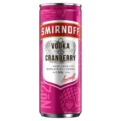 Smirnoff vodka cranberry juice canned cocktail 250ml (British brand)