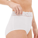 M&S Womens Collection Cotton Lycra & Lace Full Briefs, 5 Pack, 16 White