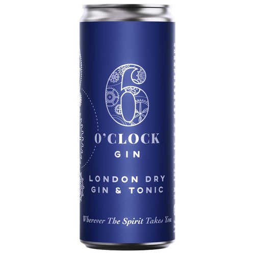 6 O'clock Gin London Dry Gin & Tonic 250ml, UK version