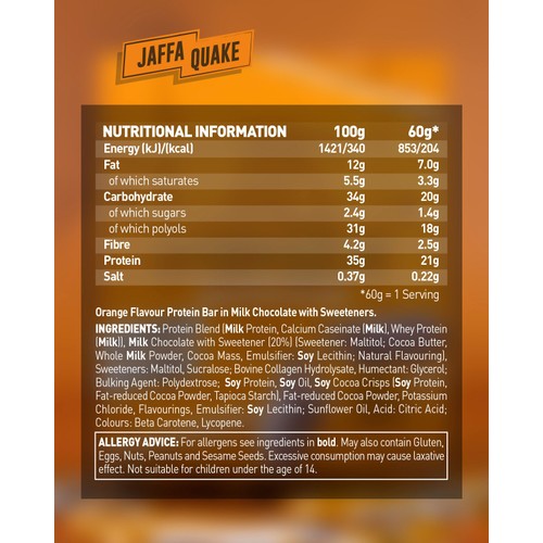 Grenade Jaffa Quake protein bar 60g, UK version