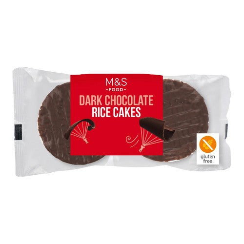M&S Belgian dark chocolate rice cakes 102g, imported from the UK