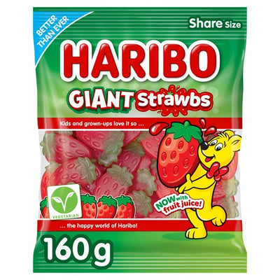 M&S Haribo Giant Strawbs Vegetarian Chewy Sweets 160g- Buy online at McGrocer