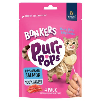 M&S Bonkers Purrpops Freeze Dried Salmon Flavoured Lollipop Cat Treats 4 Pack- Buy online at McGrocer
