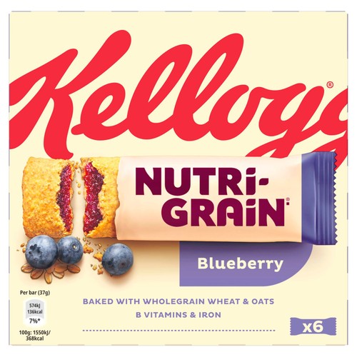 Kellogg's Nutrigrain blueberry cereal bars, UK version