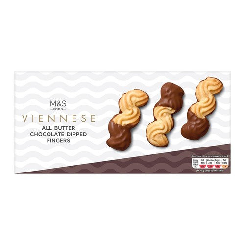 M&S Viennese Milk Chocolate Dipped Fingers biscuits 135g, imported from the UK