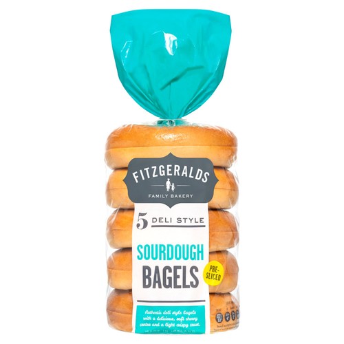 Fitzgeralds sourdough sliced bagels 5 pack - British product