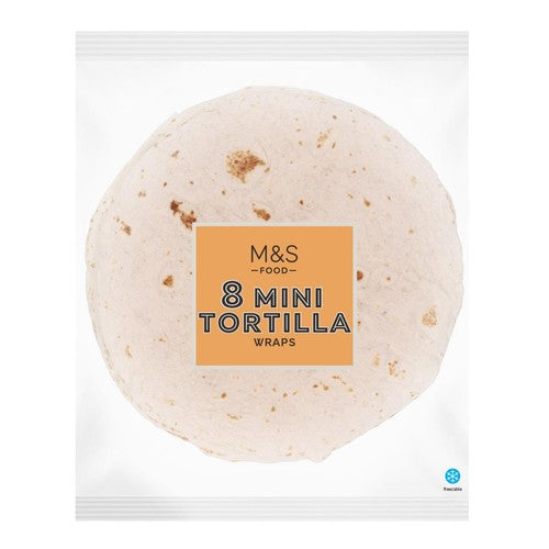 M&S mini white tortilla wraps 8 x 33g, imported from the UK