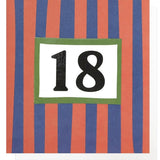 Caroline Gardner Red  Blue Stripe 18th Birthday Card