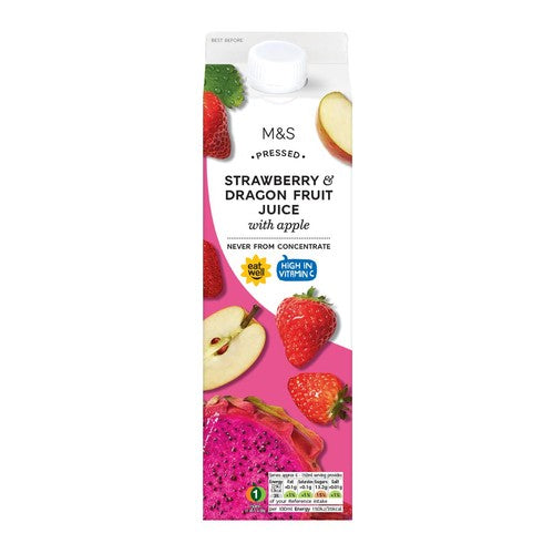 M&S strawberry & dragon fruit juice 1L, imported from the UK
