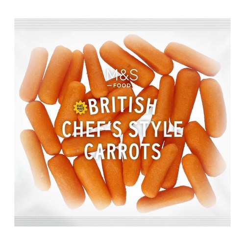 M&S chef's style prepped carrots ready to cook, imported from the UK