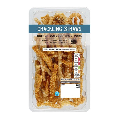 M&S pork crackling straws 30g, imported from the UK