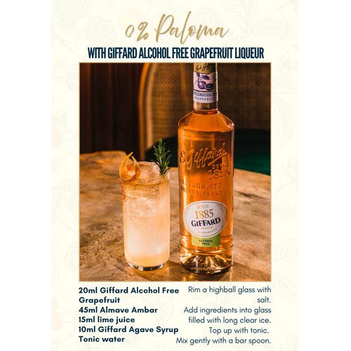 Giffard Alcohol-Free Pink Grapefruit Liqueur 70cl, UK version