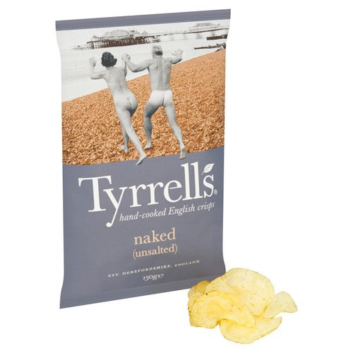 Tyrrells Naked sharing crisps 150g, imported from the UK