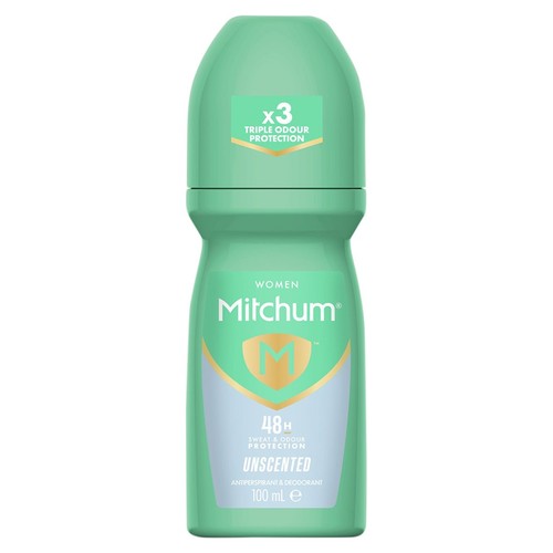 Mitchum Unscented Roll-On Deodorant 100ml, imported from the UK