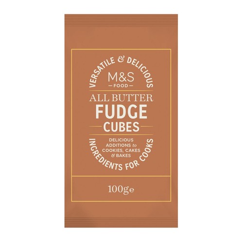Marks and Spencer All Butter Fudge Cubes 100g, imported from the UK