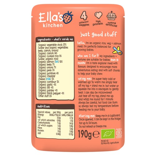 Ella's Kitchen salmon risotto baby food pouch 190g - British product