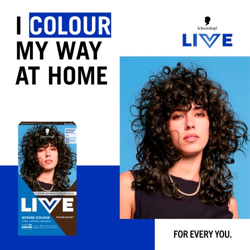 Schwarzkopf hair dye LIVE Intense Colour 890 Espresso Martini (British brand)