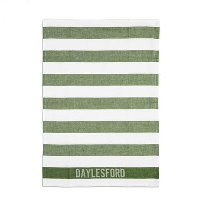 M&S Daylesford White Stripe Green Tea Towel- Buy online at McGrocer