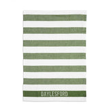 Daylesford white and green striped tea towel - British product