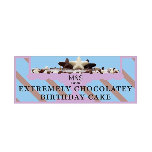 M&S Extremely Chocolatey Birthday Cake 800g, imported from the UK