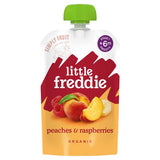 Little Freddie organic peaches and raspberries baby food pouch 100g, UK version