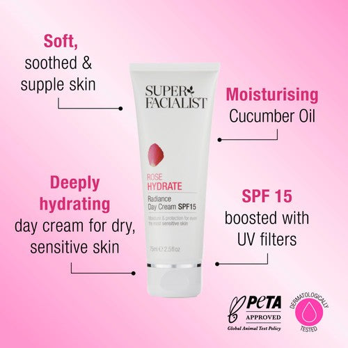 Super Facialist Rose Hydrating Day Cream 75ml (British brand)