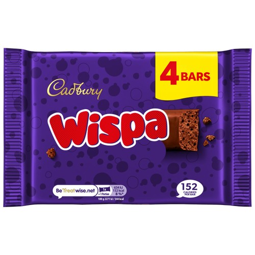 Cadbury Wispa milk chocolate bar 4 x 27.9g multipack - British product