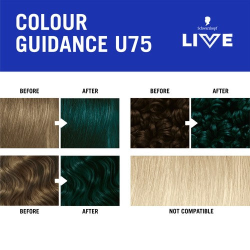 Schwarzkopf LIVE Intense Colour U75 Midnight Jade hair dye box, UK version