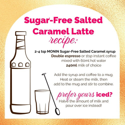Monin Salted Caramel No Added Sugar syrup 250ml, imported from the UK