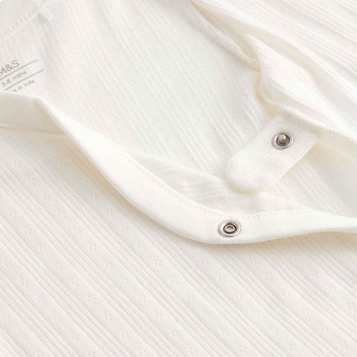 M&S Girls Pure Cotton Wrap Bodysuits, 9-12 M, Khaki