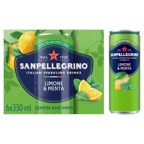 Low Calorie Sparkling Lemon and Mint Beverage 330ml Can