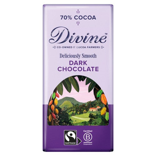 Divine 70% dark chocolate bar 90g - British product