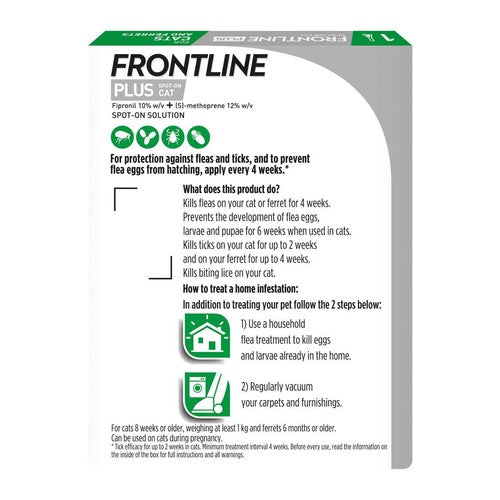 Frontline Plus Cat Flea & Tick Treatment - British product