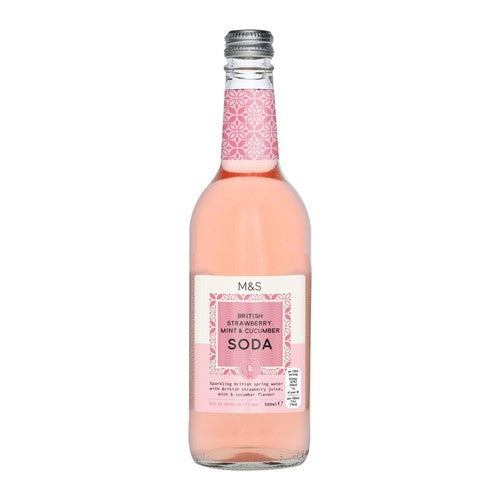 M&S Strawberry Mint and Cucumber Soda 500ml, imported from the UK