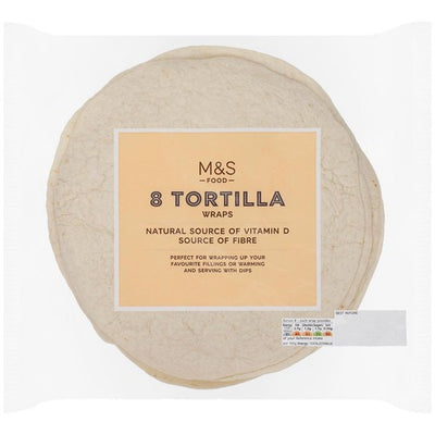 M&S M&S Soft Tortilla Wraps Plain Wheat 8 x 62g- Buy online at McGrocer