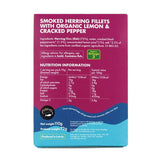 Fish4Ever smoked Scottish herring with organic lemon and cracked pepper, imported from the UK