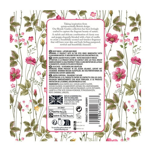 Baylis & Harding Royale Garden Rose, Poppy & Vanilla body wash 500ml - British product
