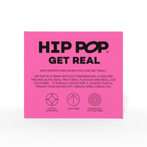 Hip Pop pink grapefruit sparkling drink 4 x 330ml cans, UK version