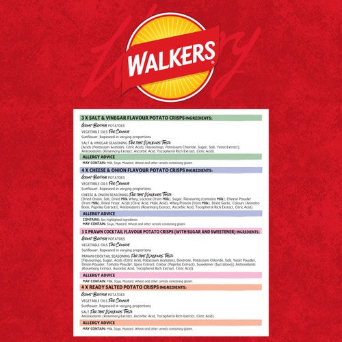 Walkers Classic Variety crisps multipack with 12 packs (British brand)