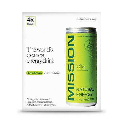 M&S Mission Natural Energy Yerba Mate, Lime and Yuzu Energy Drink 4 x 250ml- Buy online at McGrocer