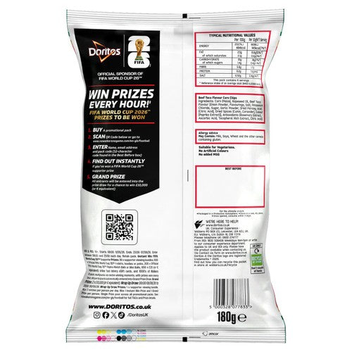 Doritos Sizzling Beef Taco crisps 180g (British brand)